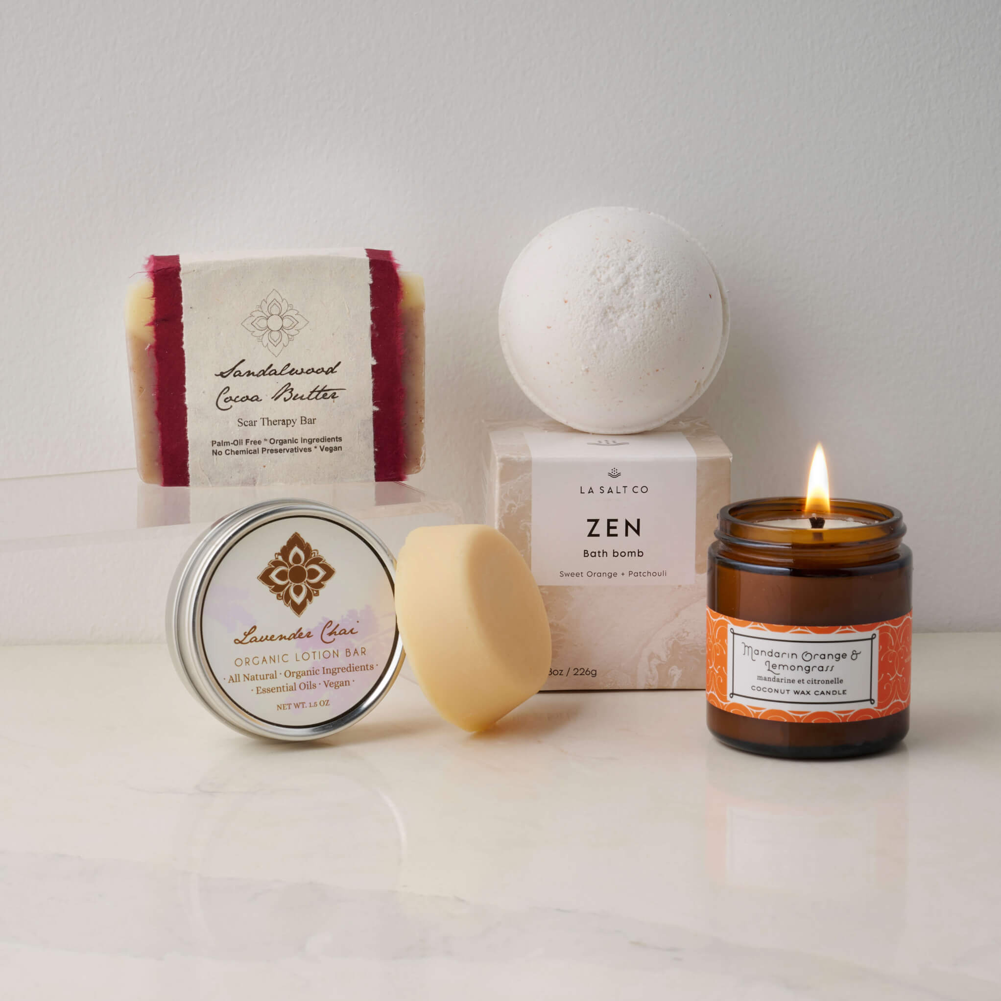 Zen Moment: Simple Ritual Gift Box with Bath Bomb + Sandalwood
