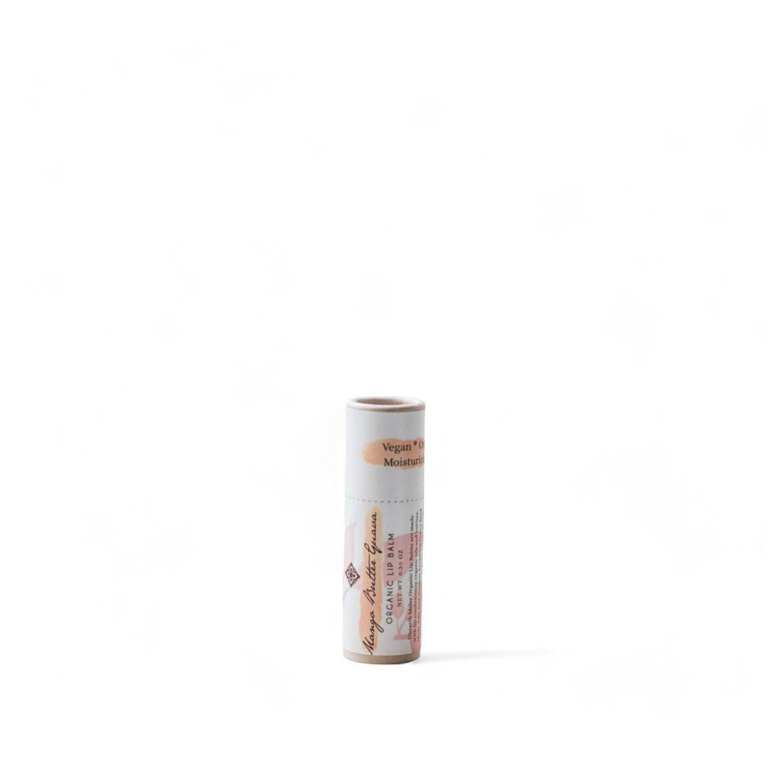 organic Mango Butter lip balm with guava seed in a compostable tube