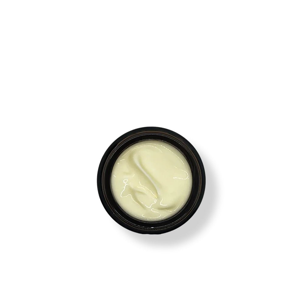 Open jar of vegan collagen face cream from seedbloom