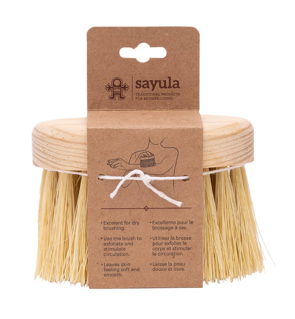 Natural bristle dry body brush with zero-waste packaging