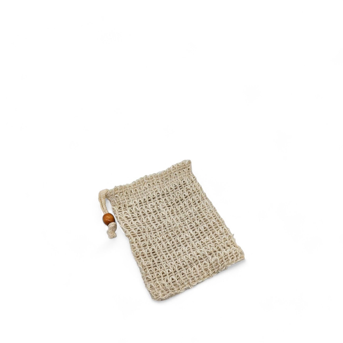 Exfoliating Sisal Soap Saver Bag on white background