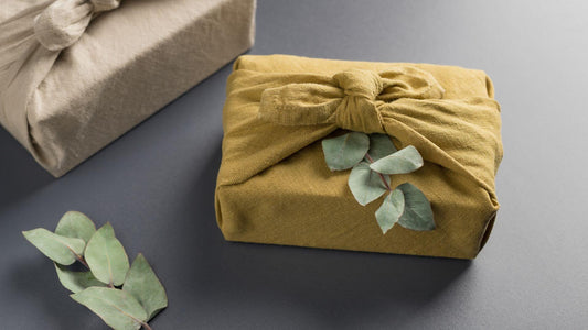 eco-friendly gift wrapped in sustainable cloth packaging