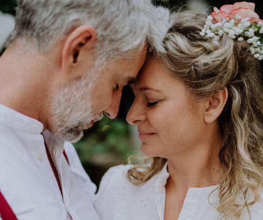 A more discerning bride and her groom enjoying an intimate moment together