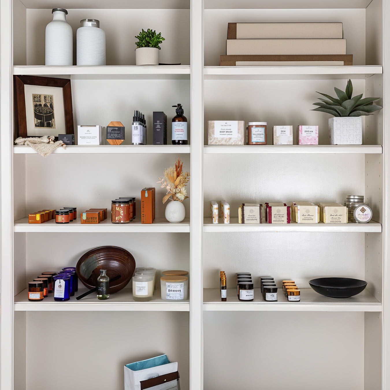Shelves of products available at Here I Am 