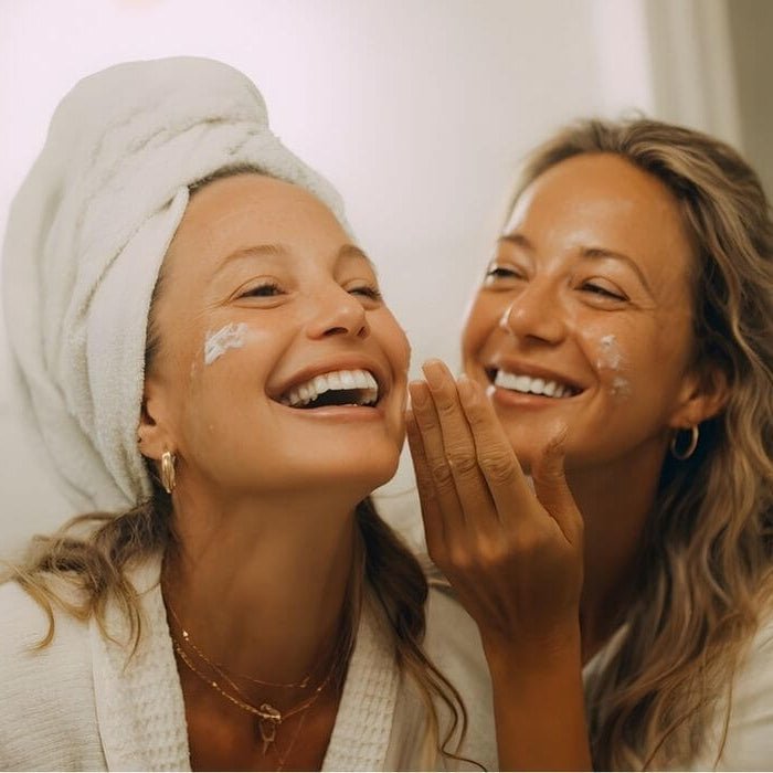 Two women enjoying all natural skincare