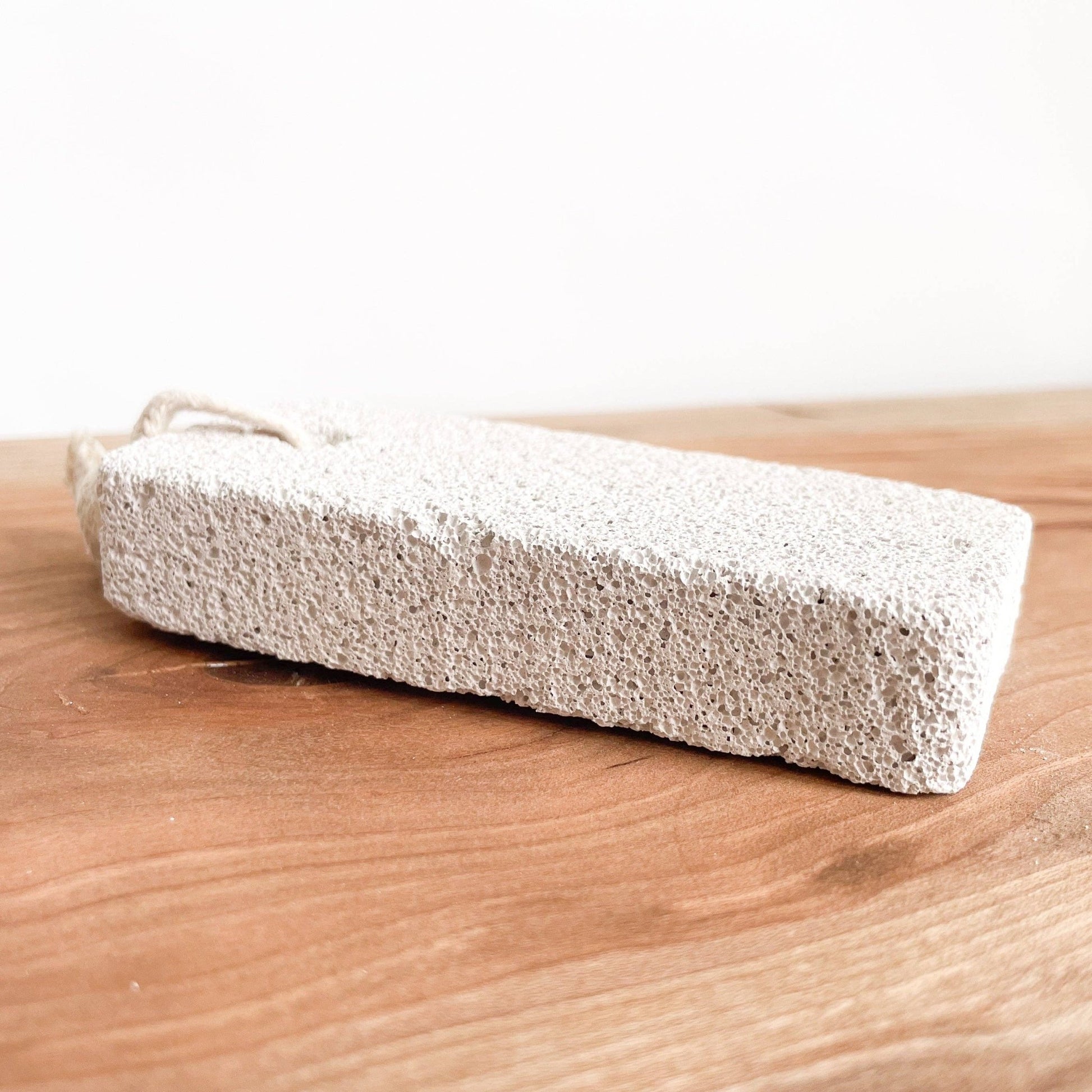 side view of pumice stone on counter