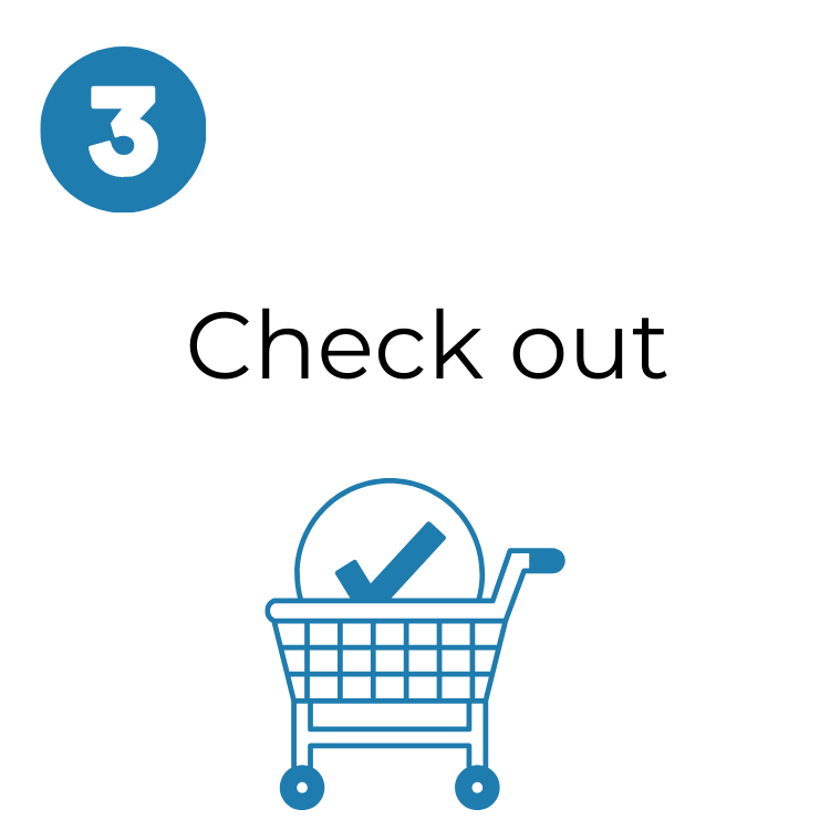 Third step in the Build Your Own Gift Box - Check out with a graphic of a cart
