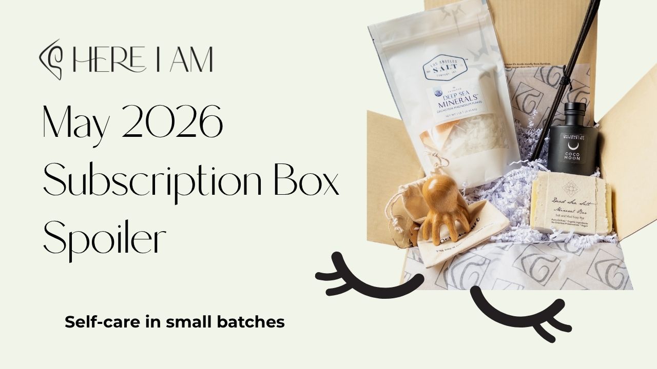 Load video: Watch the full April 2026 Here I Am subscription box unboxing.