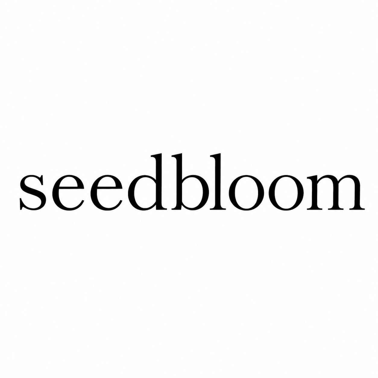 The logo for 'seedbloom' in a black serif typeface centered on a plain white background.