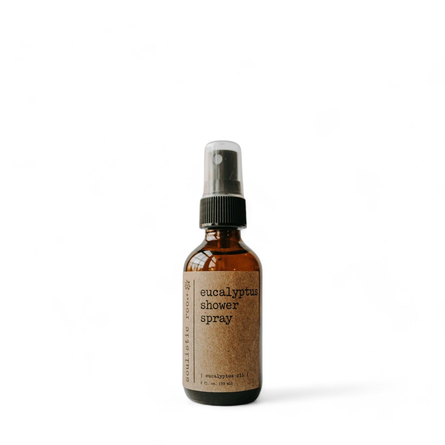 Eucalyptus Shower Spray in a brown glass bottle with spray pump