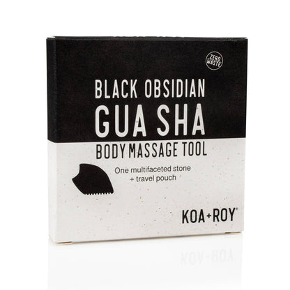 Large Gua Sha tool for body massage in black obsidian stone with zero waste packaging