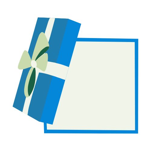 Build your Own Box icon as a blue gift box with a white ribbon