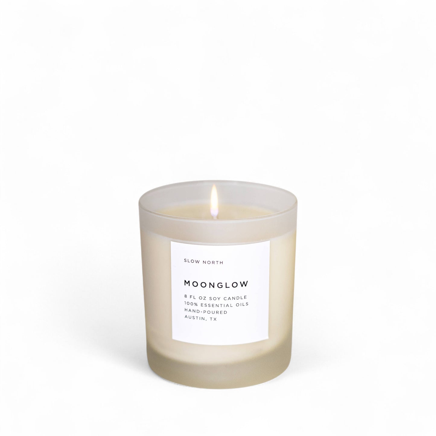 Moonglow essential oil candle in glass vessel from Slow North