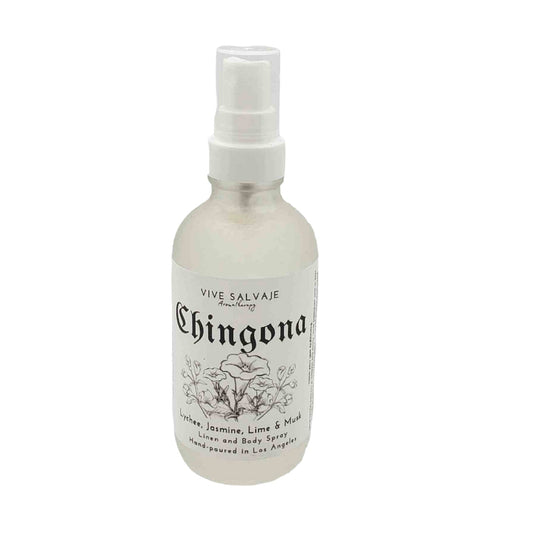 Small bottle of Chingona  Room & Linen Spray from Vive Salvaje
