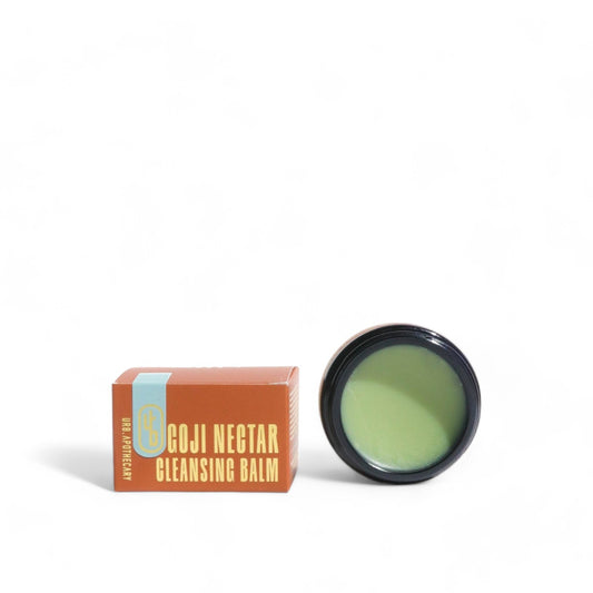 Box and open jar of the Goji Nectar Cleansing Balm