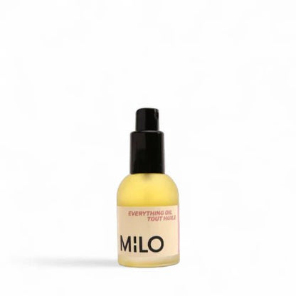 The Everything Oil from MILO Multifunctional in a glass bottle with pump