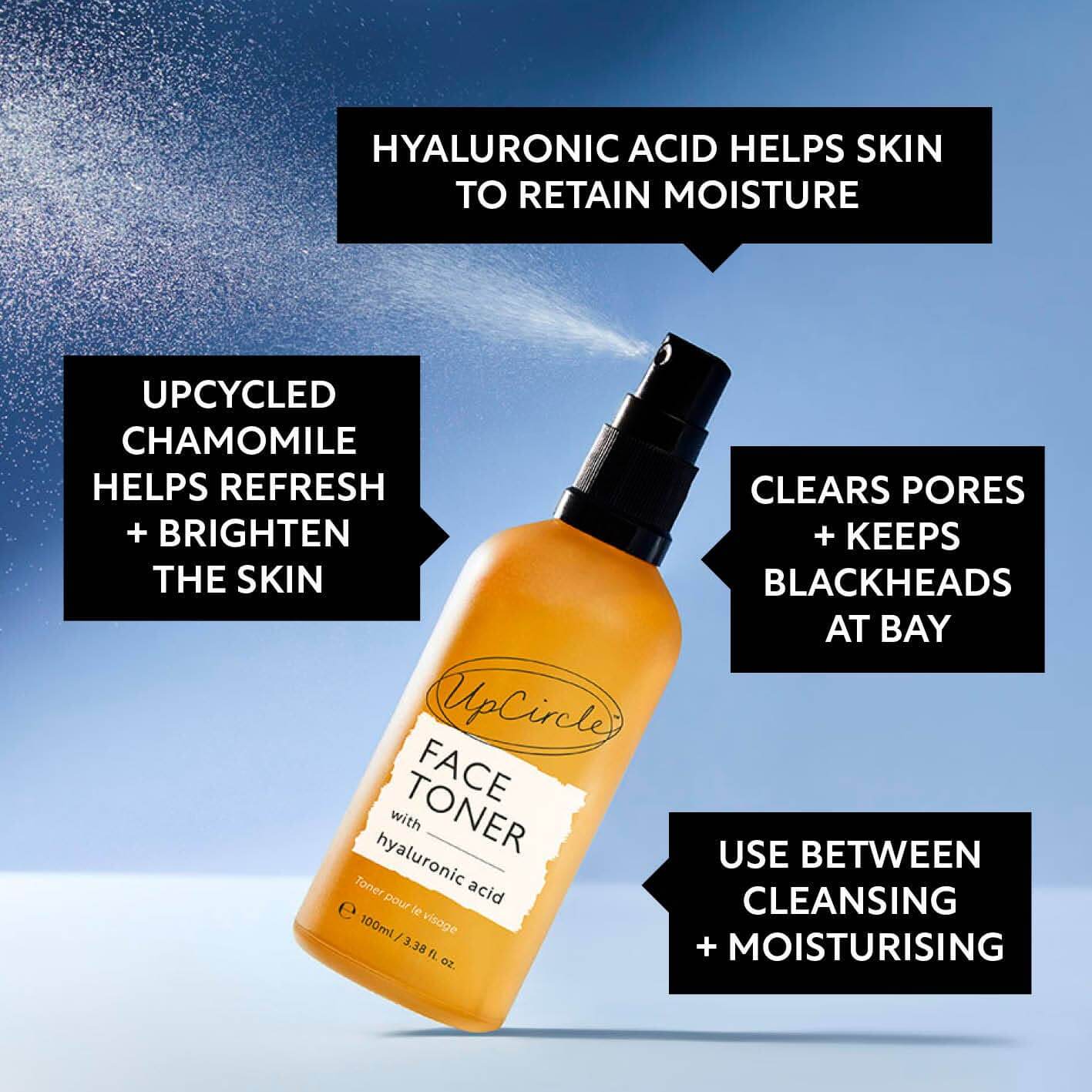Infographic with the benefits of the face toner from upCircle