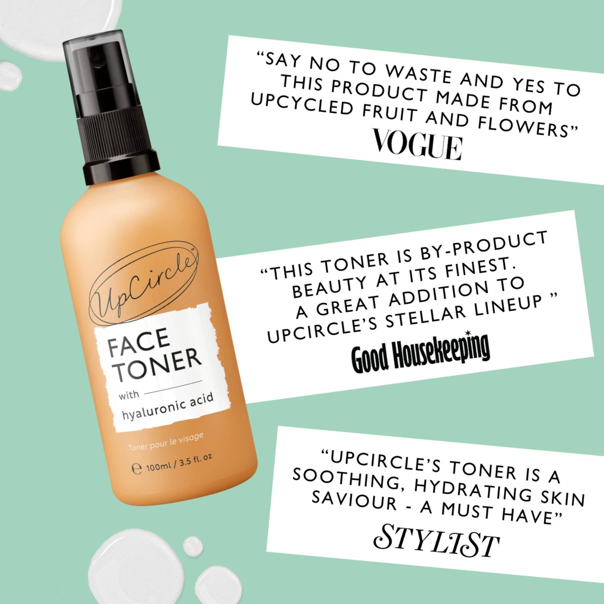 Testimonials for the face toner from upCircle