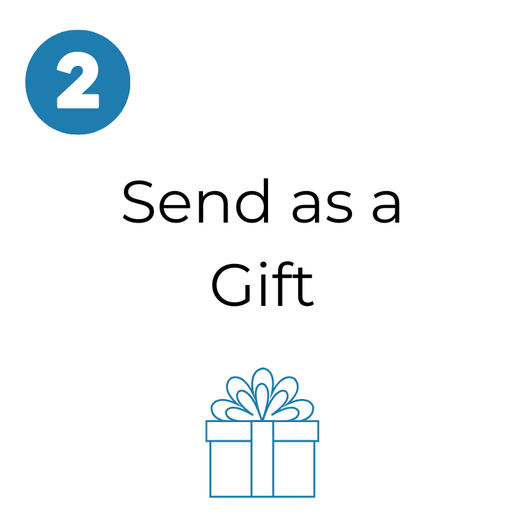 Second step in Build Your Own Gift Box - Send as a gift with a graphic of a gift box.