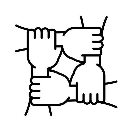 Four linked arms in the universal sign of diversity