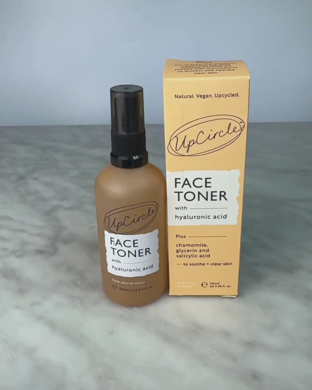 Video of woman spraying the UpCircle Face Toner