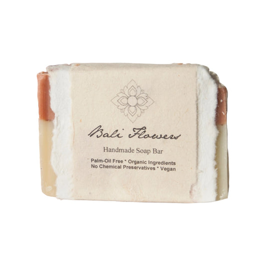 Handmade Soap Bar with the scent of Bali Flowers wrapped in paper