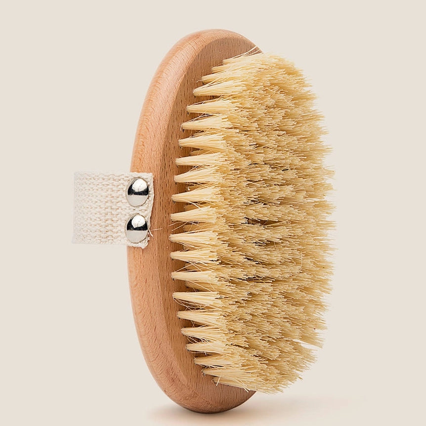 View of the bristles on the plant-based body brush from LA Salt Co