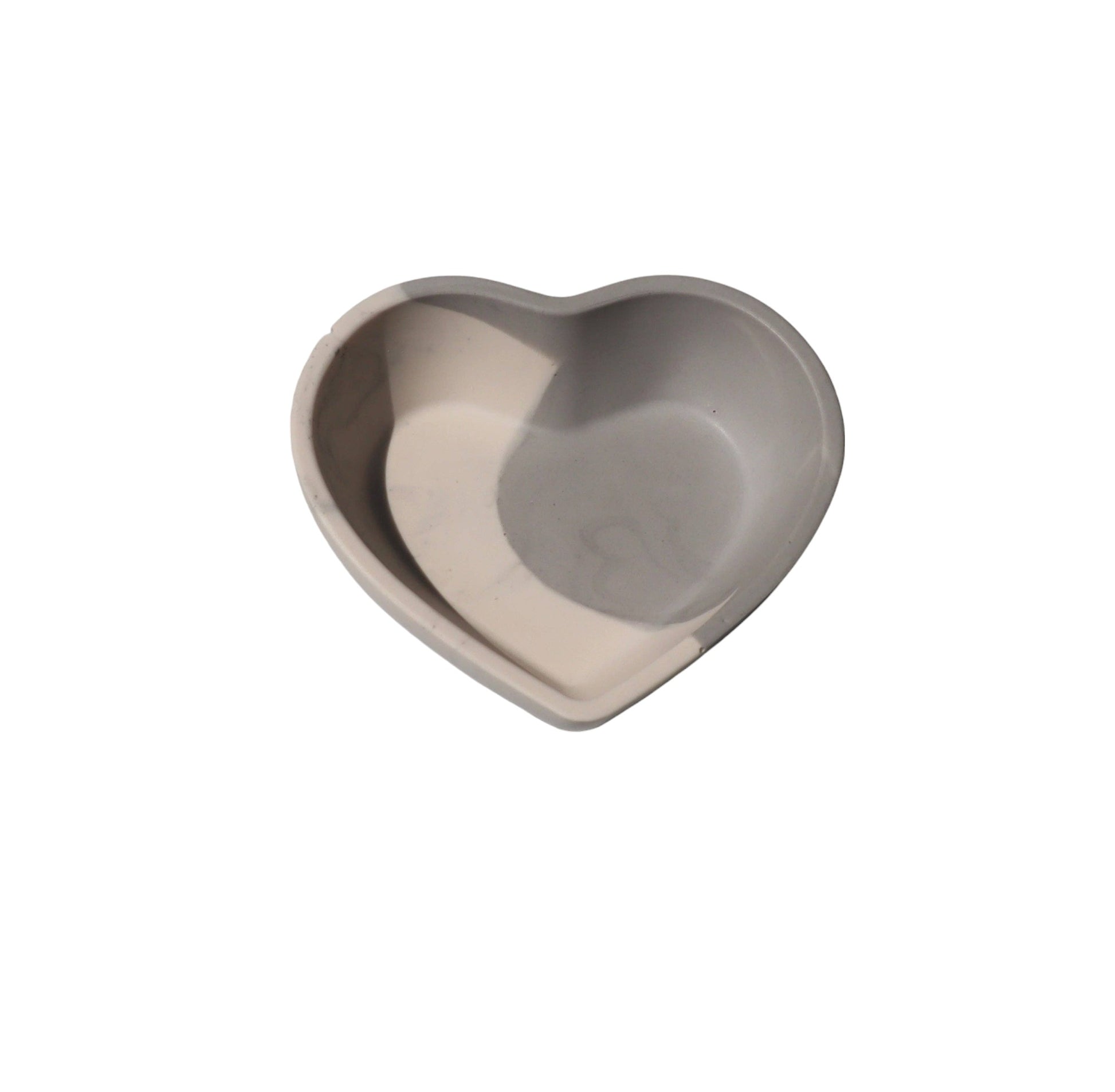 Small heart shaped dish in off white and gray 