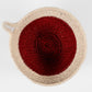 Top view of the jute Red and White Round Basket 